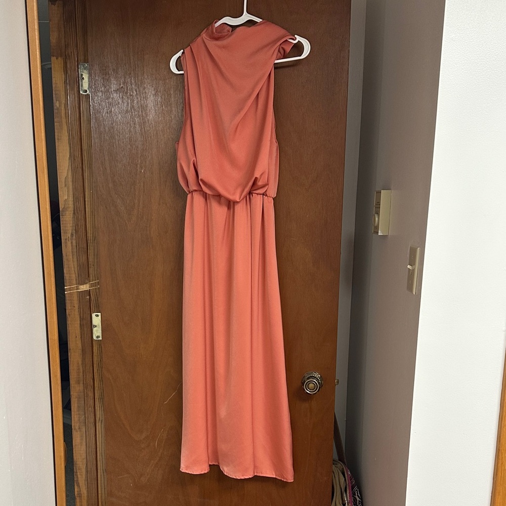 Elegant Coral Sleeveless Dress